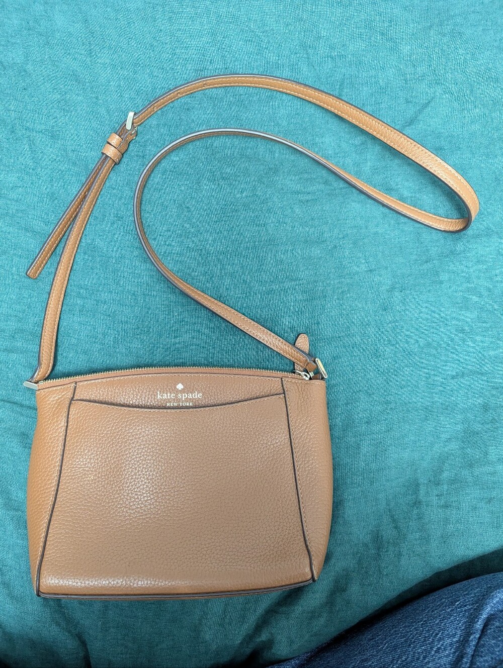 Kate Spade Monica Pebbled Leather Crossbody Bag Warm Ginger Adjustable Strap